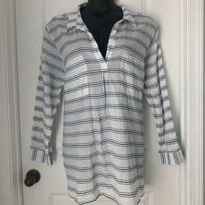 White & Blue Striped Long Sleeve Shirt